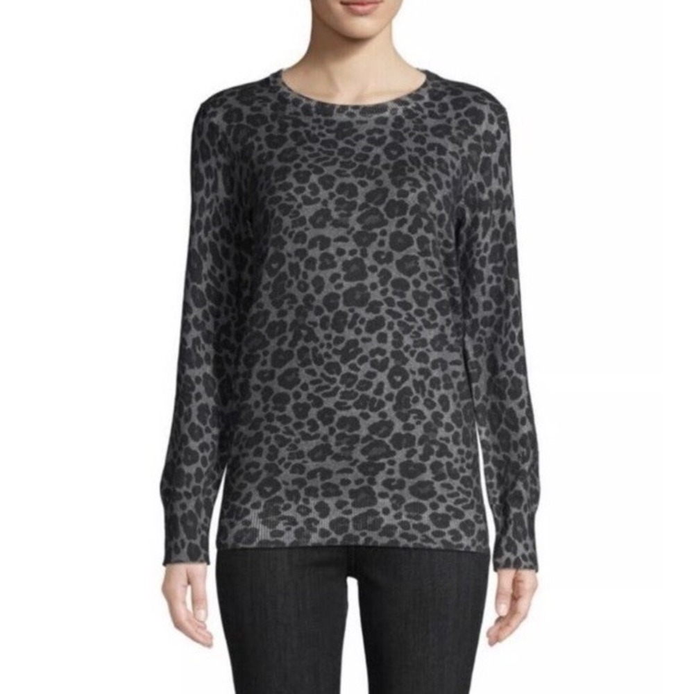 Equipment Femme REI Crewneck Leopard Print Sweater Cotton Cashmere Blend Size XS
